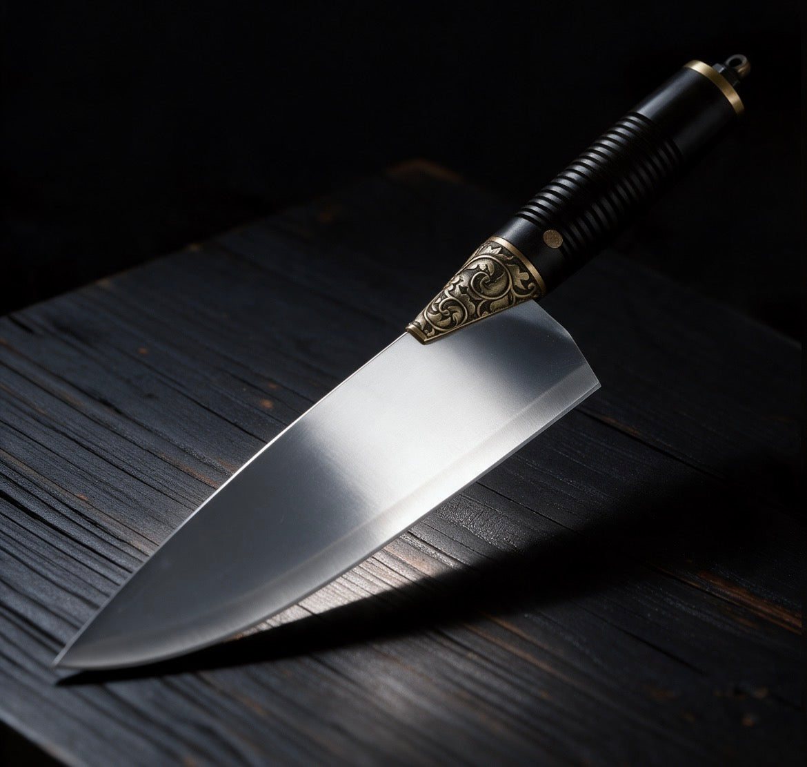 Couteau de chef traditionnel Longquan 20 cm en acier 7Cr17MoV