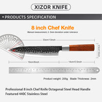 Couteau de chef 20,3 cm – palissandre octogonal et mitre en acier