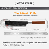 Couteau Nakiri 17,8 cm – palissandre octogonal et mitre en acier