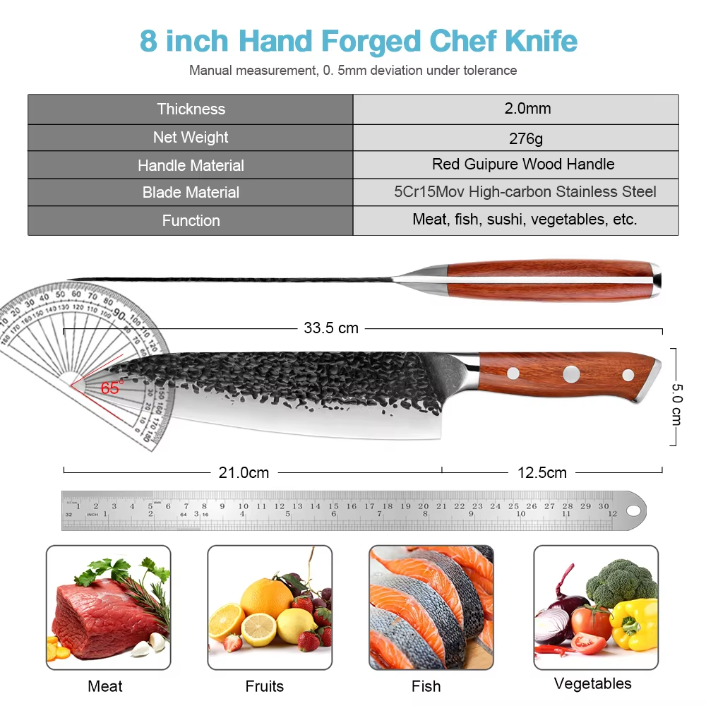 Couteau de chef 20,3 cm – bois rouge