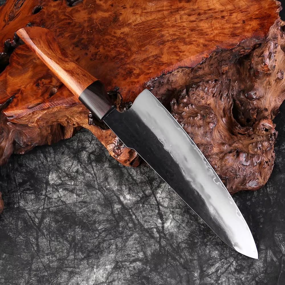 Couteau de chef en acier composite – ébène et buis