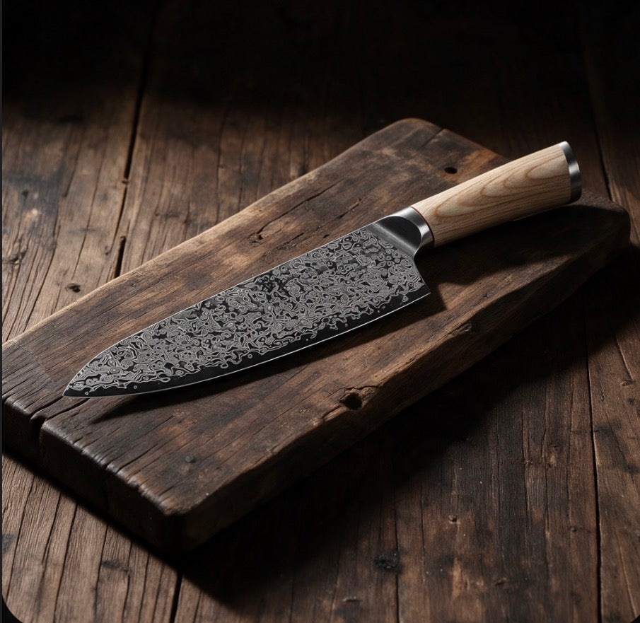 Couteau de chef Gyuto artisanal damas VG10 20 cm - 67 couches