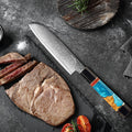 Couteau Santoku damas 12,7 cm – corne de buffle noire, résine et bois stabilisé