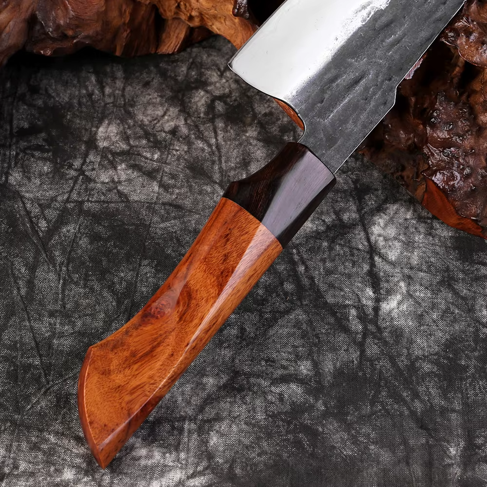 Couteau de chef en acier composite – ébène et buis