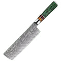 1 Nakiri – Couteaux damas de style japonais – Résine et balle de riz – À l’unité ou en ensemble – fond blanc