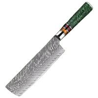 1 Nakiri – Couteaux damas de style japonais – Résine et balle de riz – À l’unité ou en ensemble – fond blanc