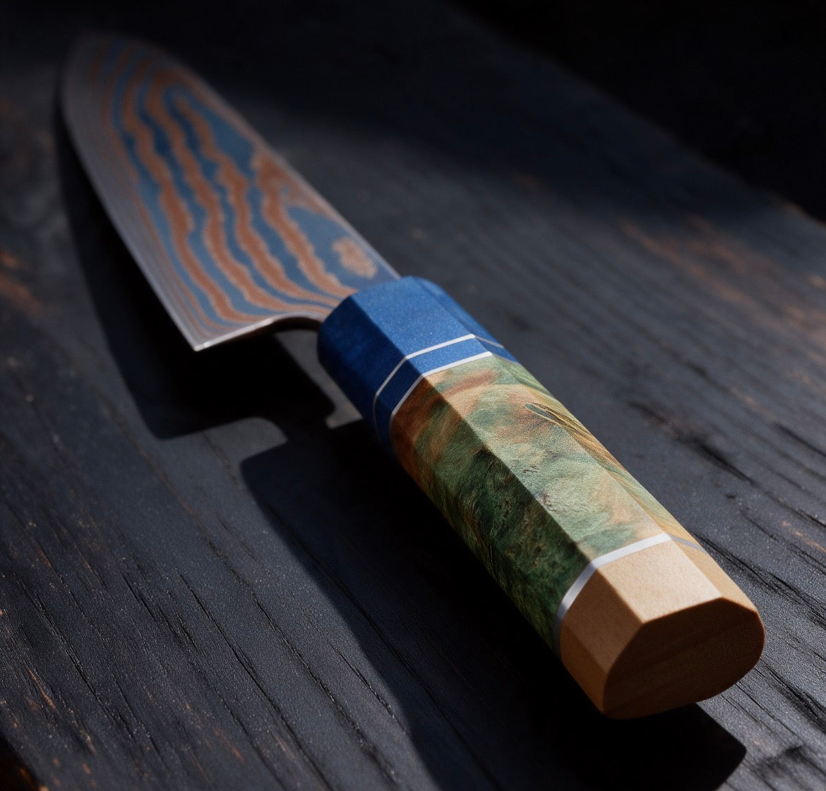 Couteau de chef Timascus 20 cm - Damas titane et bois stabilisé