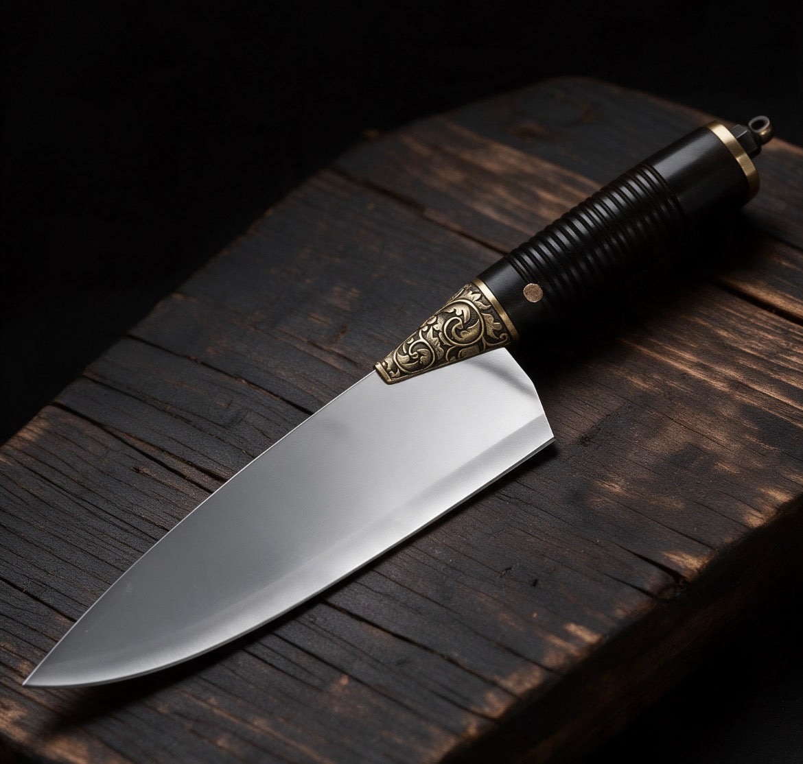 Couteau de chef traditionnel Longquan 20 cm en acier 7Cr17MoV