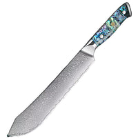 1 grand couteau de chef – Couteaux damas de style japonais – Nacre d’ormeau – À l’unité ou en ensemble – fond blanc