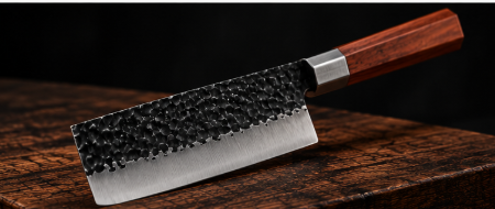 Couteau Nakiri Japonais Acier Trempé Haute Teneur Carbone 18 cm – Manche Palissandre Octogonal & Mitre Acier