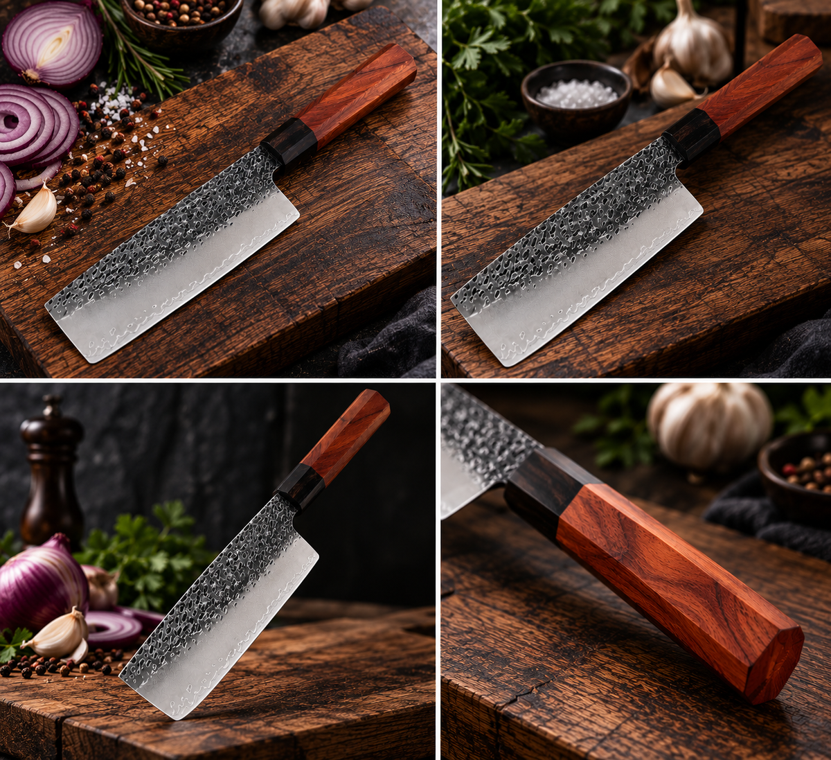 Couteau Nakiri Japonais Acier Composite 3 Couches 18 cm – Manche Bois Octogonal