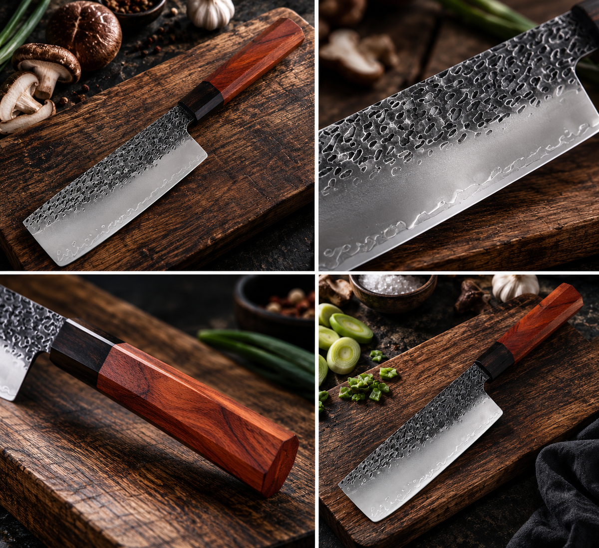 Couteau Nakiri Japonais Acier Composite 3 Couches 18 cm – Manche Bois Octogonal
