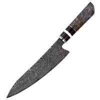 1 couteau de chef – Couteaux damas de style japonais – Bois stabilisé – À l’unité ou en ensemble – fond blanc