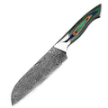 1 Santoku – Couteaux damas de style japonais – Bois multicolore – À l’unité ou en ensemble – fond blanc