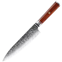 1 couteau de chef – Couteaux damas de style japonais – Palissandre – À l’unité ou en ensemble – fond blanc