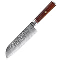 1 Santoku – Couteaux damas de style japonais – Palissandre – À l’unité ou en ensemble – fond blanc