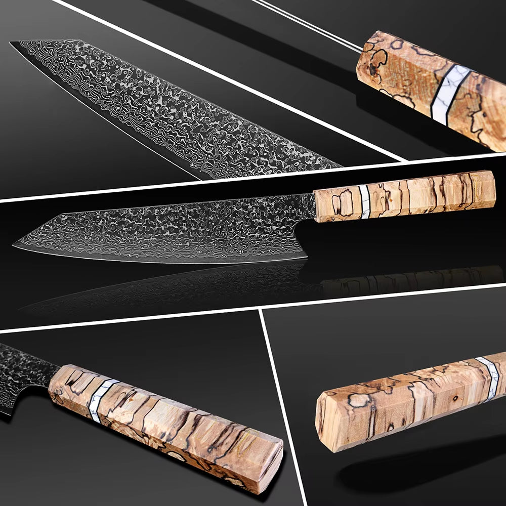 Couteau Kiritsuke damas – bois tressé