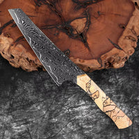 Couteau utilitaire damas – bois tressé