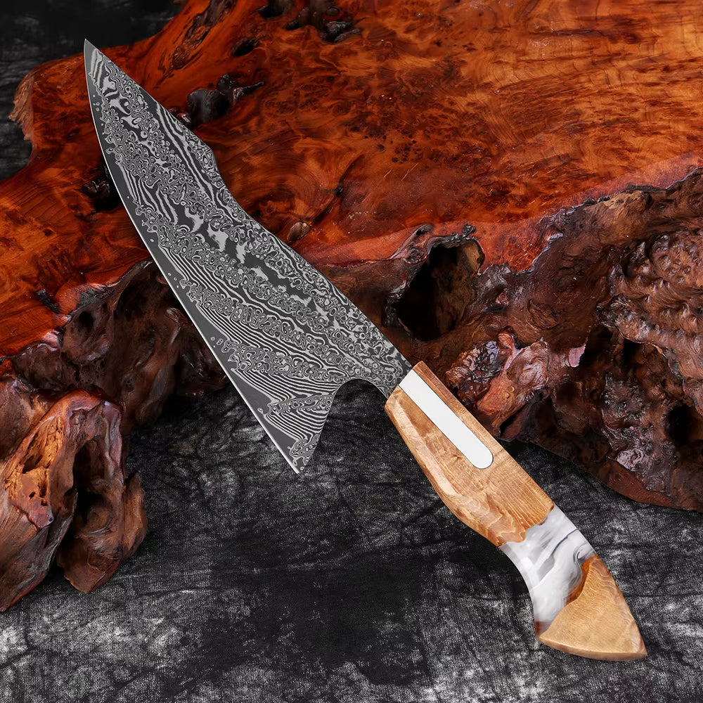 Couteau de chef damas 20,3 cm – résine et bois