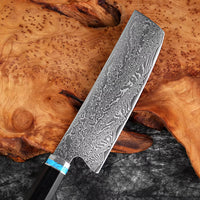 Couteau Nakiri damas 17,8 cm – résine et bois stabilisé octogonal