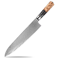 Couteau de chef damas – résine noire et bois stabilisé