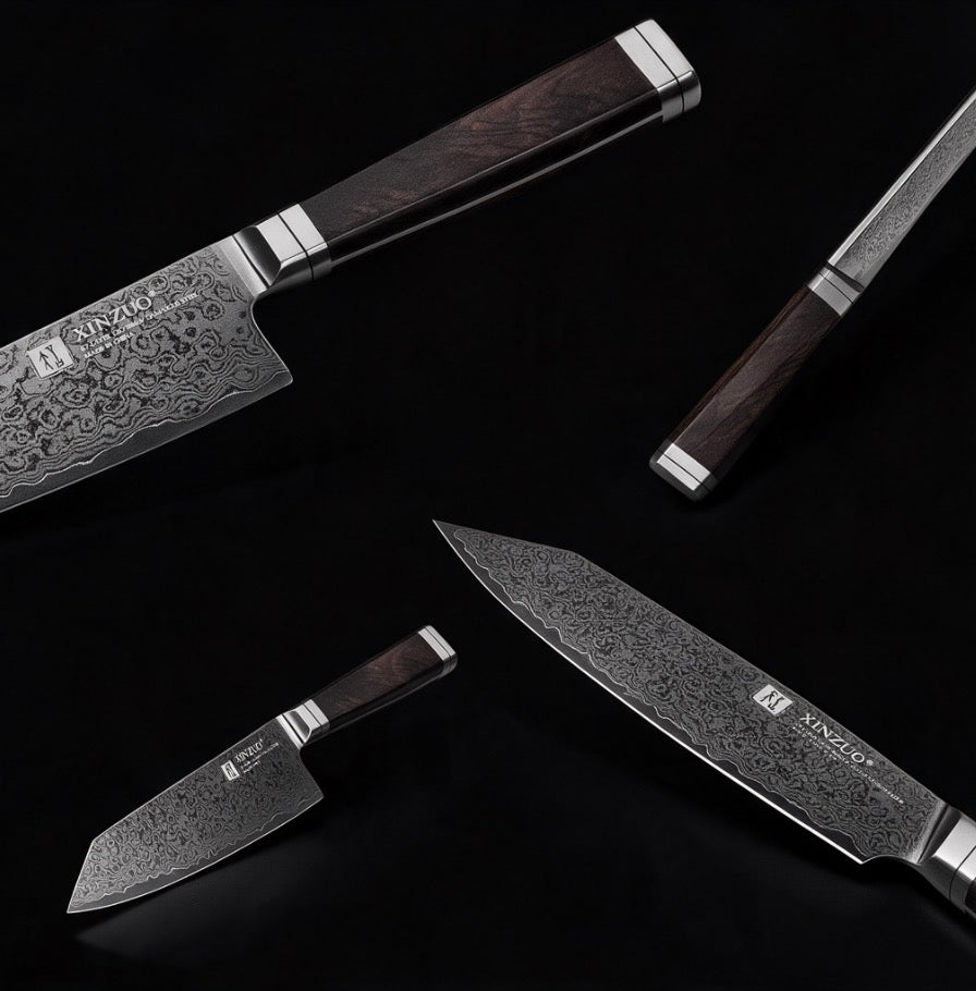 Couteau Bunka damas 67 couches - Manche en ébène