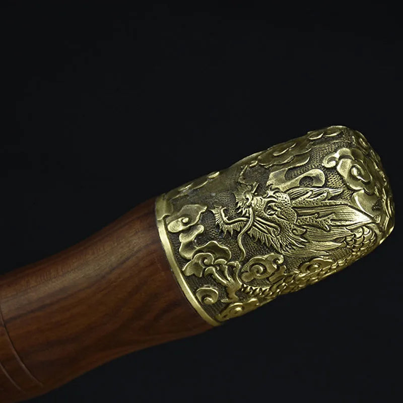 Couteau de chef forgé main Longquan 20 cm - Manche sculpté dragon en cuivre