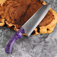 Couteau Kiritsuke damas – bois stabilisé violet