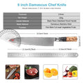 Couteau de chef damas – résine noire et bois stabilisé