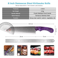 Couteau Kiritsuke damas – bois stabilisé violet