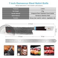 Couteau Nakiri damas 17,8 cm – résine et bois stabilisé octogonal