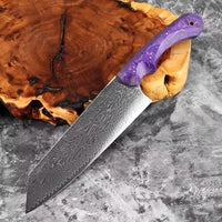 Couteau Kiritsuke damas – bois stabilisé violet