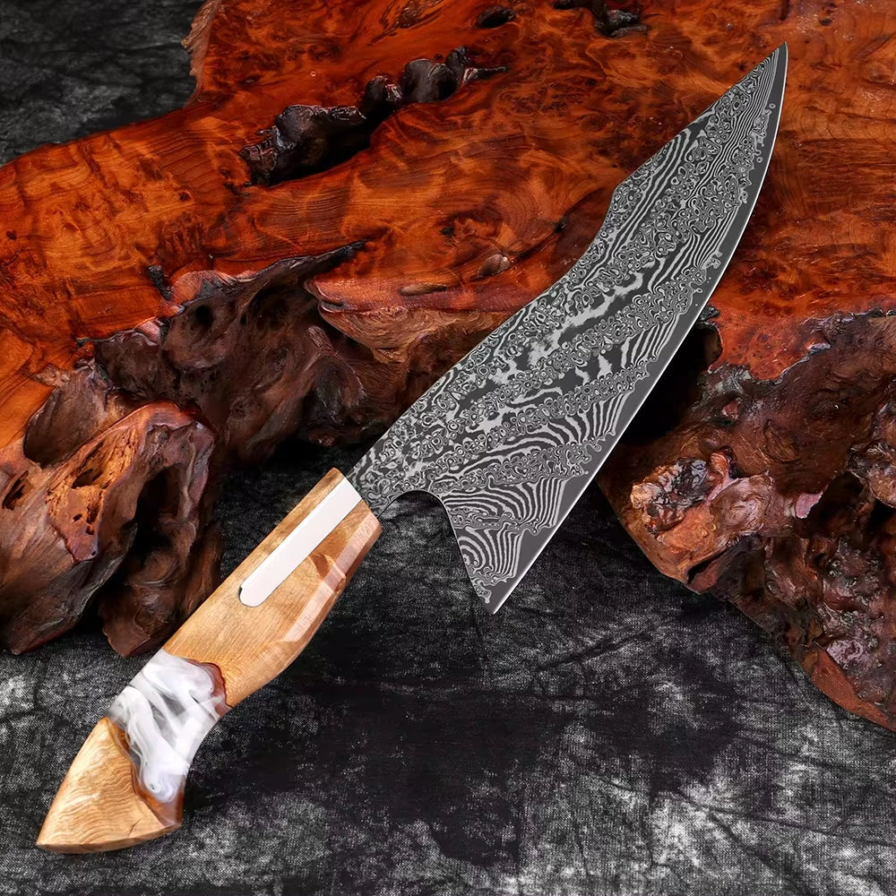 Couteau de chef damas 20,3 cm – résine et bois