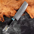 Couteau Nakiri damas 17,8 cm – résine et bois stabilisé octogonal