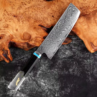 Couteau Nakiri damas 17,8 cm – résine et bois stabilisé octogonal