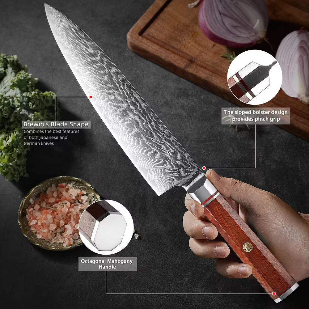 Couteau de chef damas 20,3 cm – palissandre