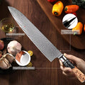 Couteau de chef damas – résine noire et bois stabilisé