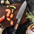Couteau Santoku damas – résine et bois à motif nid d’abeille