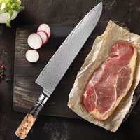 Couteau de chef damas – résine noire et bois stabilisé