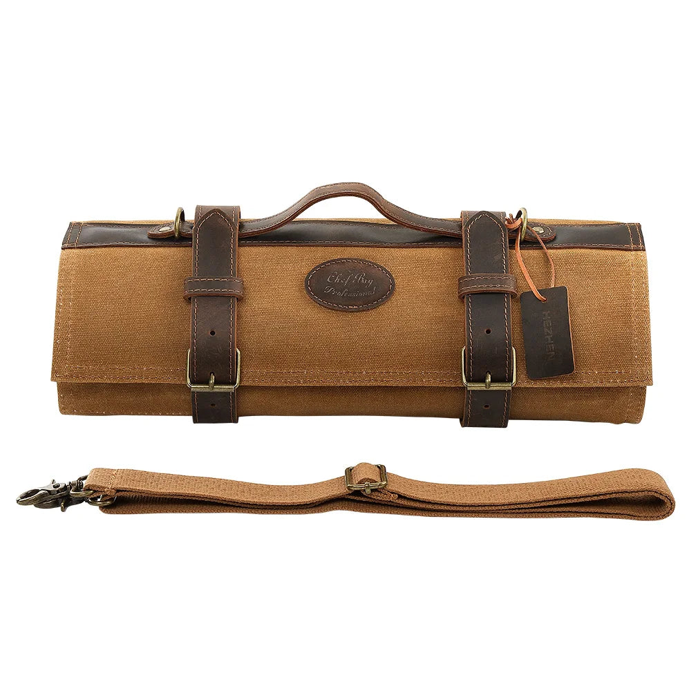 Sac à roulettes pour couteaux HEZHEN en toile cirée et cuir