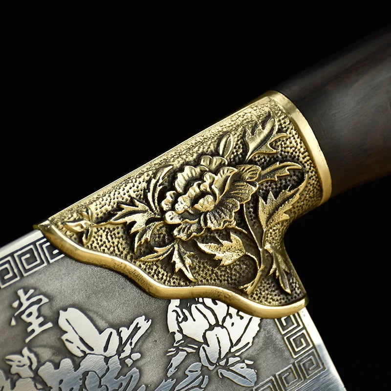 Couperet hachoir forgé main 19,5 cm - Manche en ébène et bague cuivre