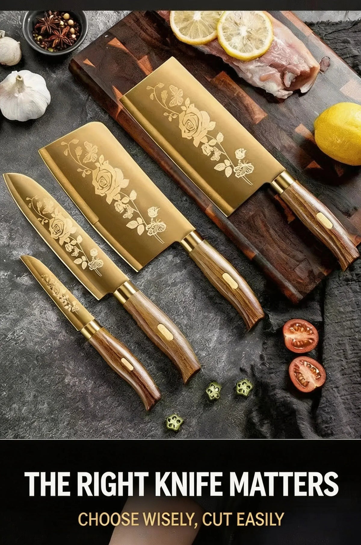 Ensemble de couteaux de cuisine finition titane noir