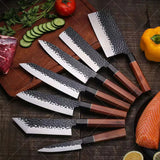 Couteau Santoku martelé Kurouchi - Acier inoxydable haute teneur en carbone