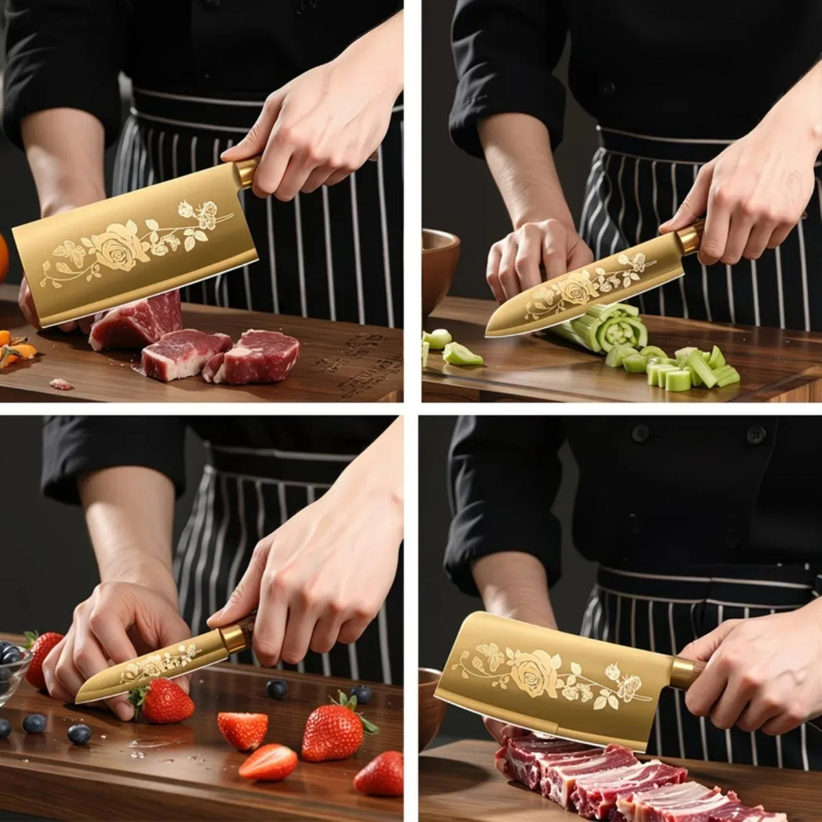 Ensemble de couteaux de cuisine finition titane noir