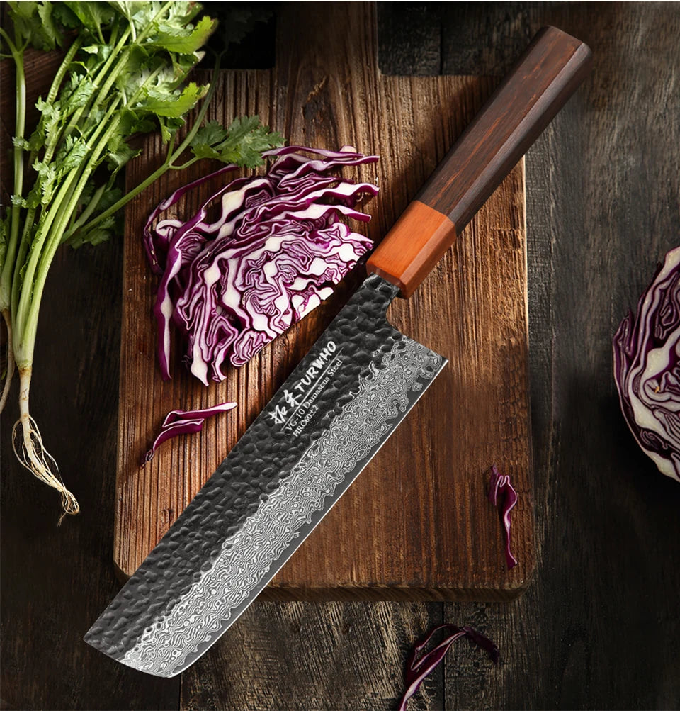 Couteau Nakiri 18 cm - Acier damas 67 couches pour légumes