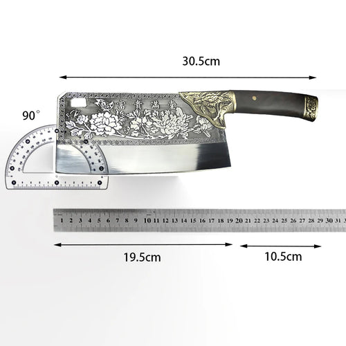Couperet hachoir forgé main 19,5 cm - Manche en ébène et bague cuivre