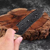 Couteau Santoku damas – bois tressé