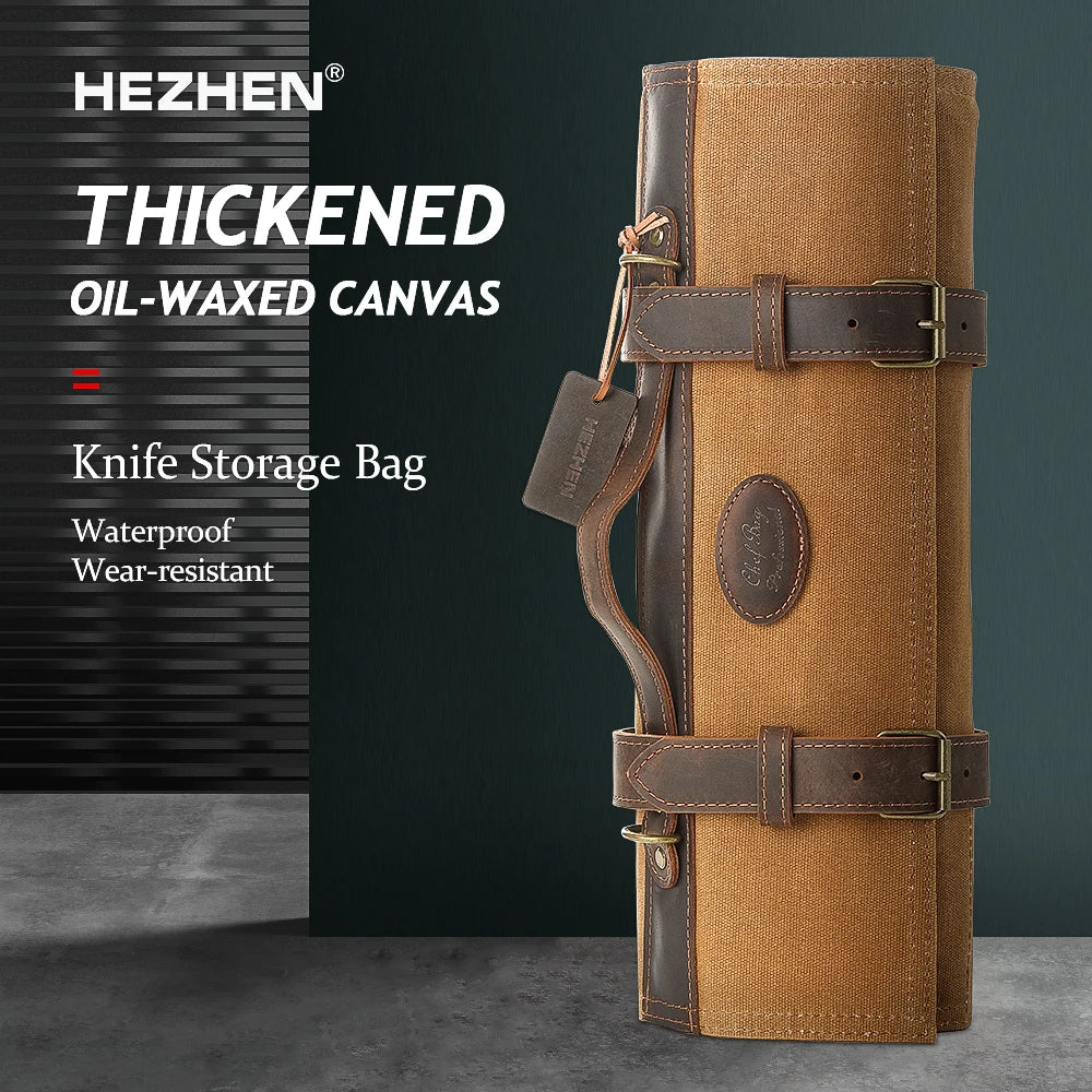 Sac à roulettes pour couteaux HEZHEN en toile cirée et cuir