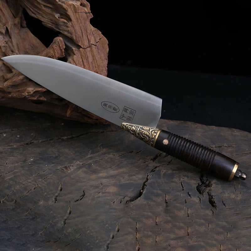 Couteau de chef traditionnel Longquan 20 cm en acier 7Cr17MoV