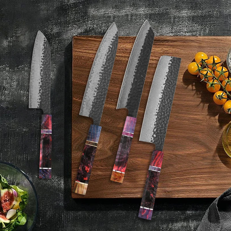 Ensemble de couteaux damas 67 couches - Chef, Santoku et utilitaire (1 à 4 pièces)